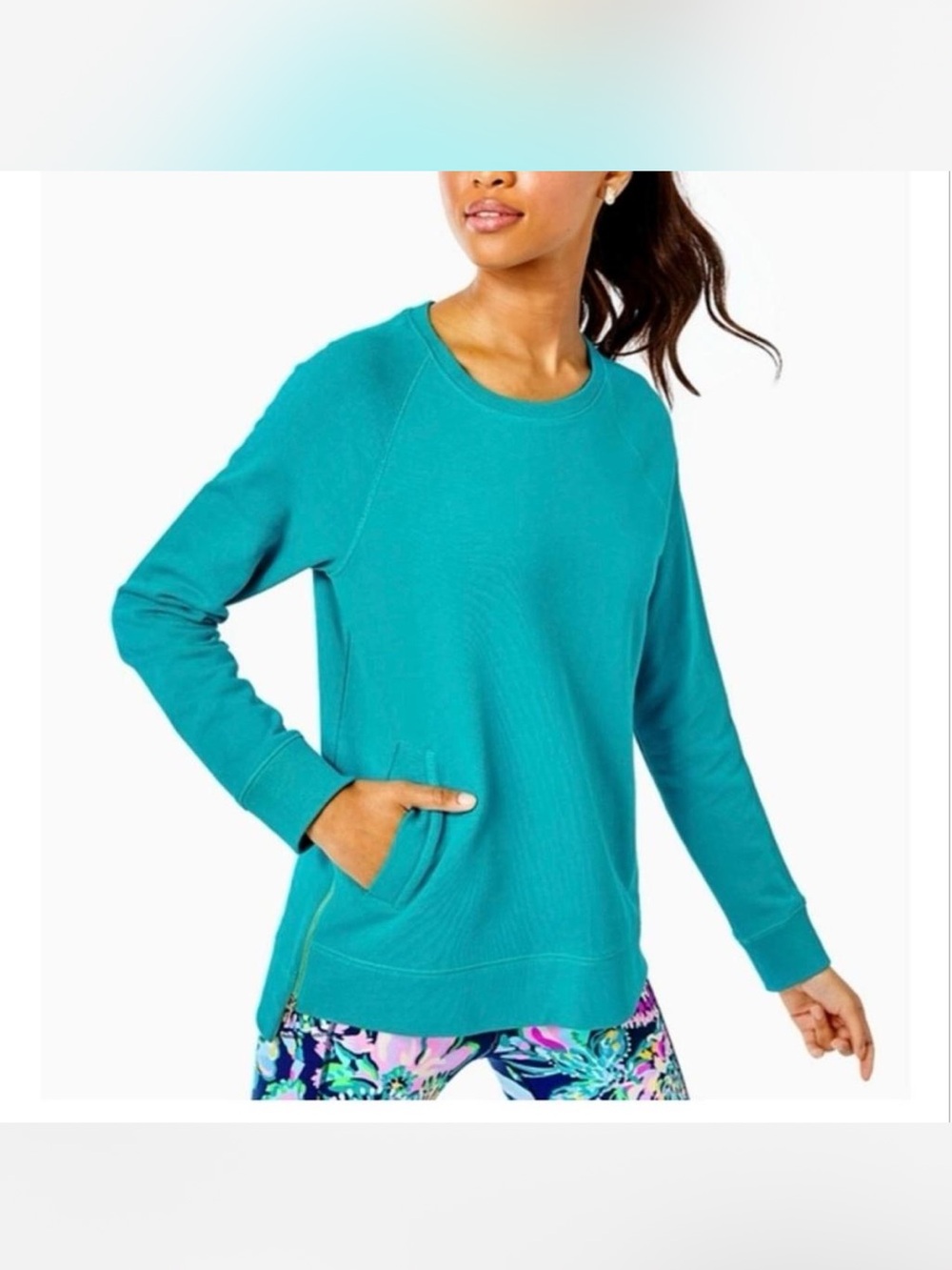 Lilly Pulitzer Luxletic Beach Comber Pullover Sweatshirt Sz Small Maldives Green